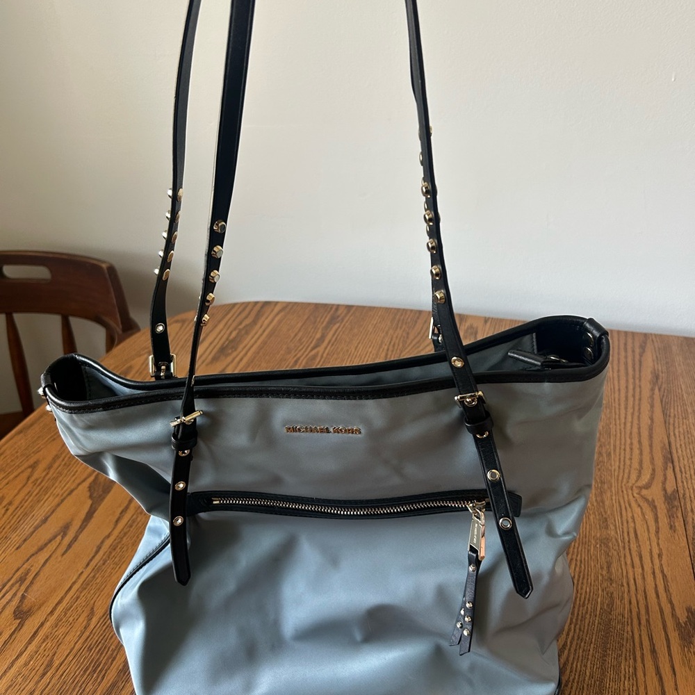 Michael Kors Leila large nylon tote in pale blue